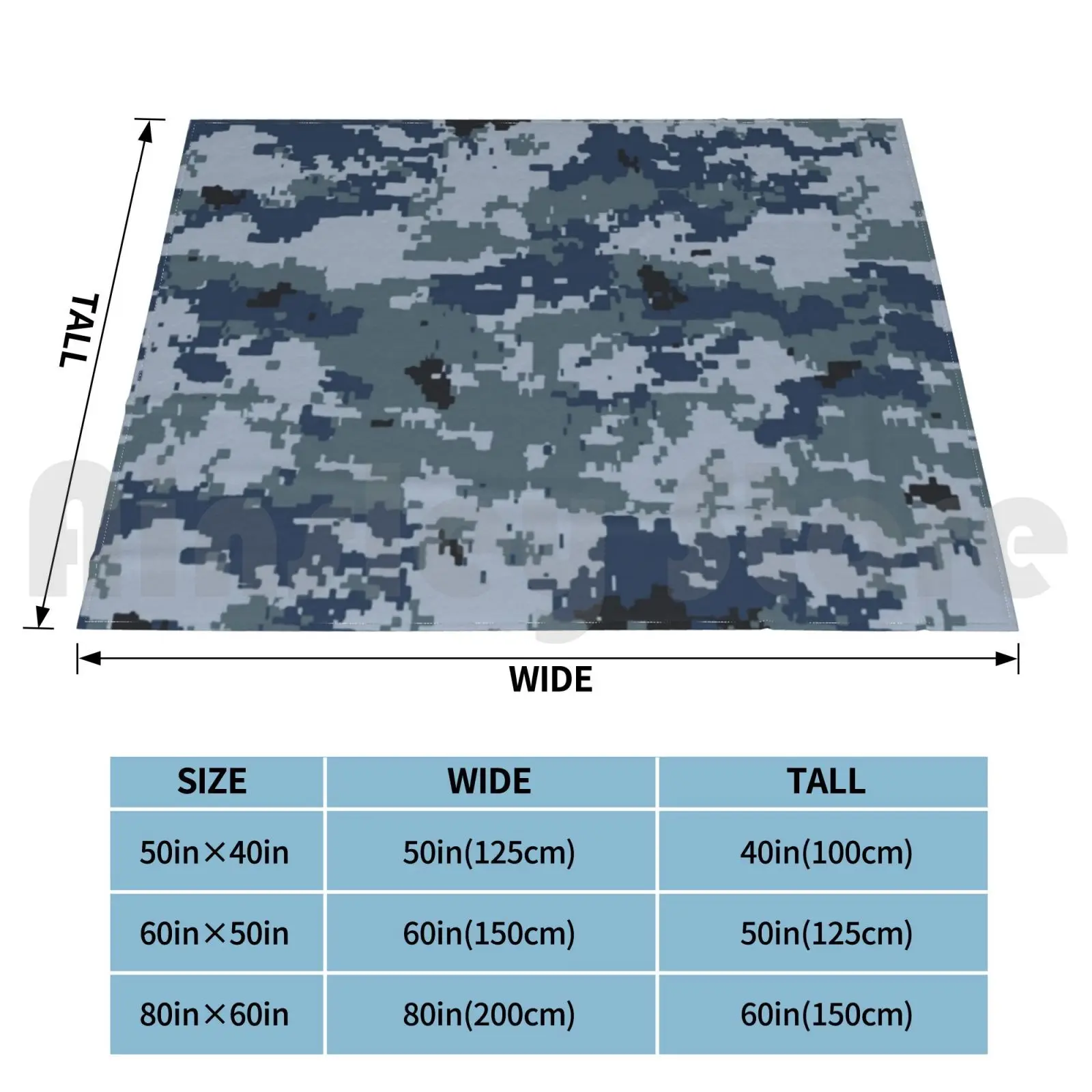 Russian Blue Camo Blanket Super Soft Warm Light Thin Camo Camouflage Pattern Military Army Russian Russia Blue Navy