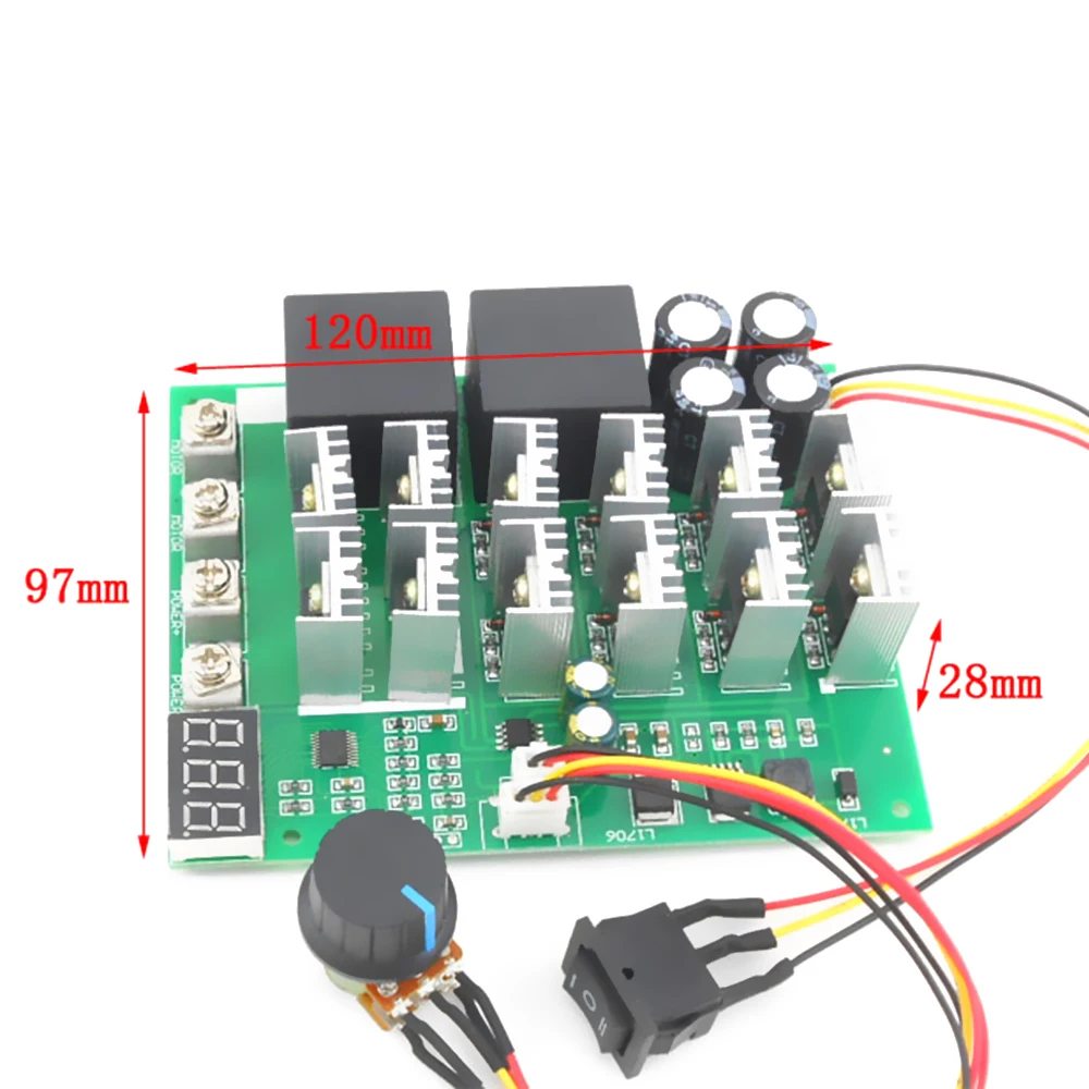 60A 10-55V Digital Display PWM Speed Controller Module Forward Reversal 0~100% Adjustable DC Motor