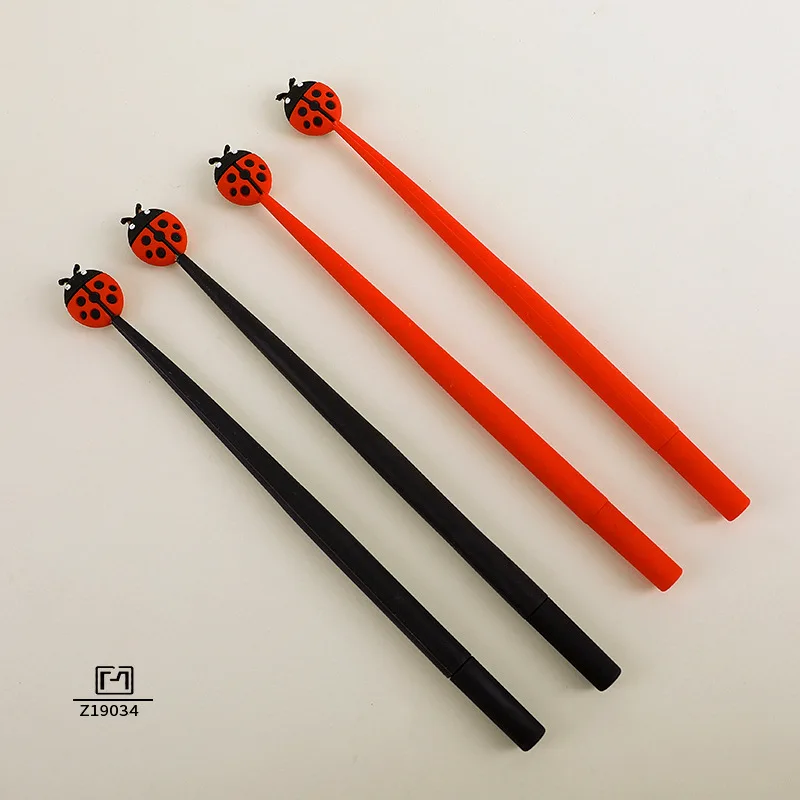 16pcs Cute Ladybug personality silicone neutral pen for primary and middle school students