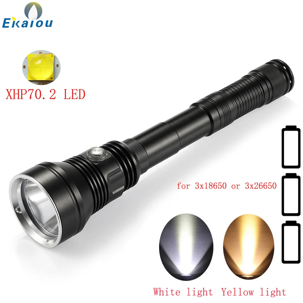 New Professional XHP70.2 LED Diving Flashlight Waterproof Underwater 100M Dive Light Tactical Torch For 3x26650