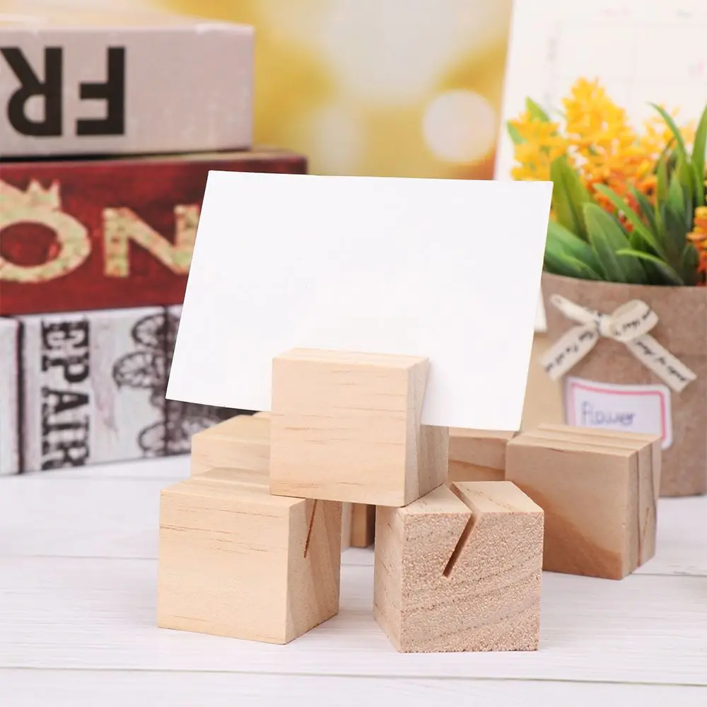 Retro Round Shape Base Table Numbers Holder Natural Wood Wedding Supplies Clamps Stand Picture Frame Photos Clips Place Card