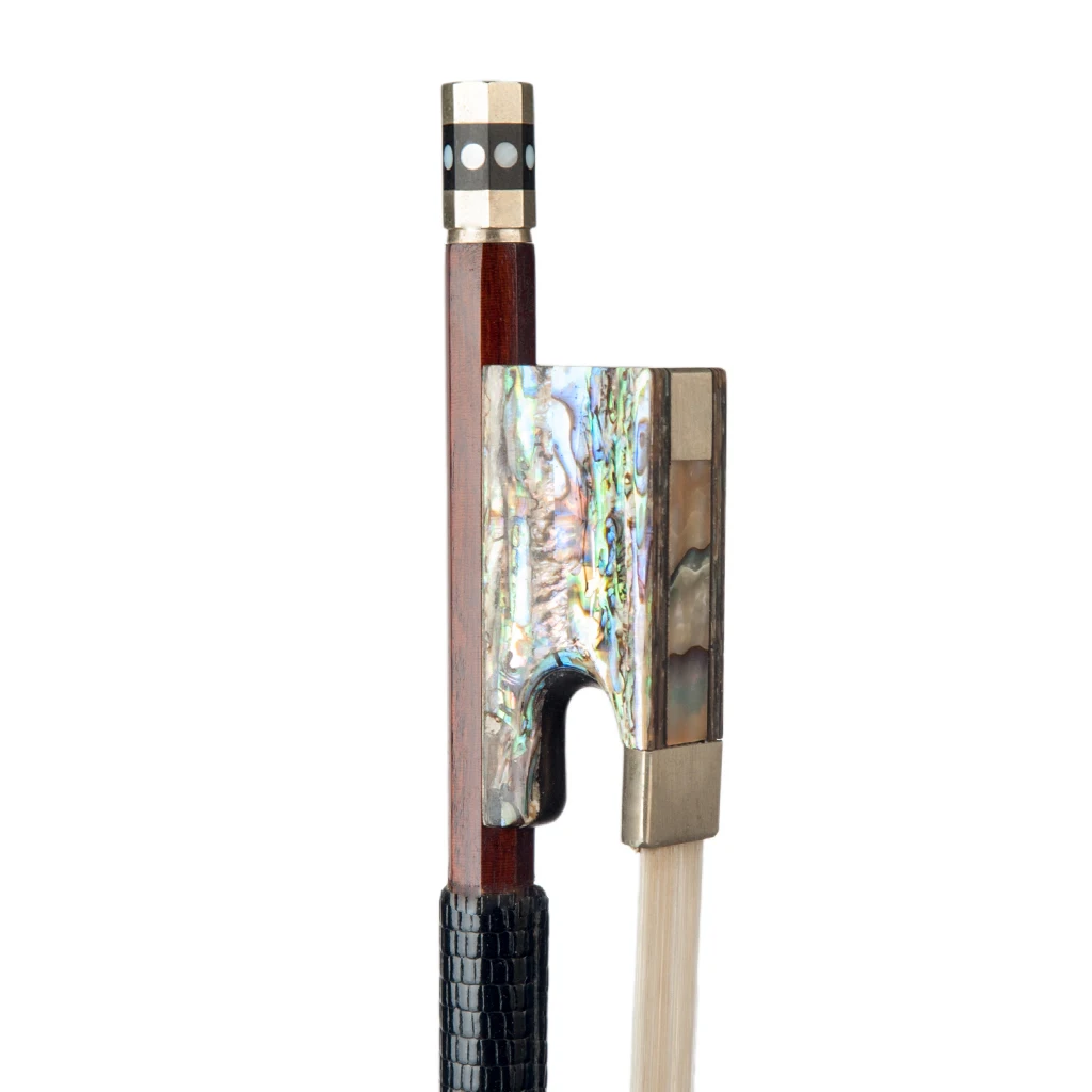 NAOMI Master Grade 4/4 Full Size Pernambuco Violin Bow W/ Abalone Frog Comfortable Lizard Skin Grip Fast Response Stick