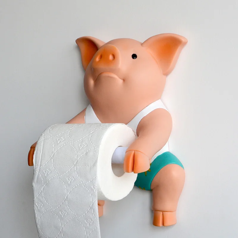 Porte-papier hygiénique en PVC Style cochon, boîte à mouchoirs sans poinçon, porte-serviettes ménager, dispositif de bobine, accessoire de salle de bains