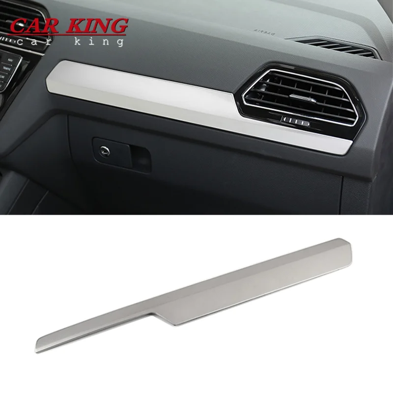 For VW Tiguan MK2 2017 2018 2019 2020 Interior Center Console Decorative Strip Panel Cover Trim Stainless steel Accessories 1pcs