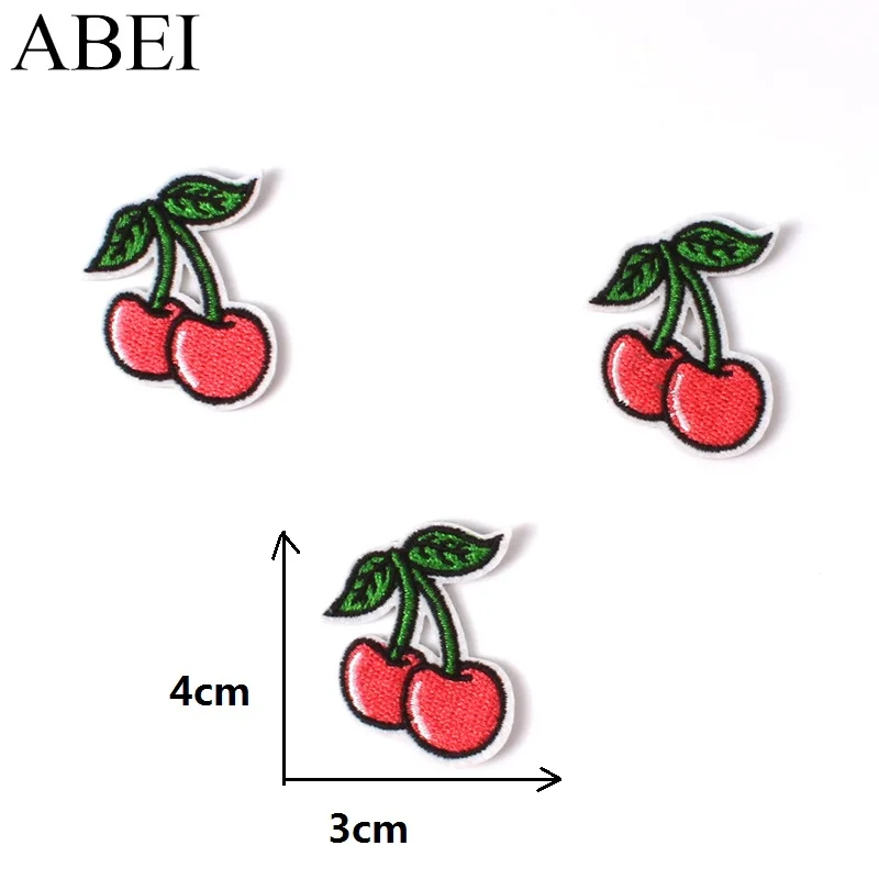 10pcs Embroidered Cherry Patches Iron On Cartoon Fruits Stickers For Jeans Backpack Coats Shoes Pants Sewing Fabric Appliques