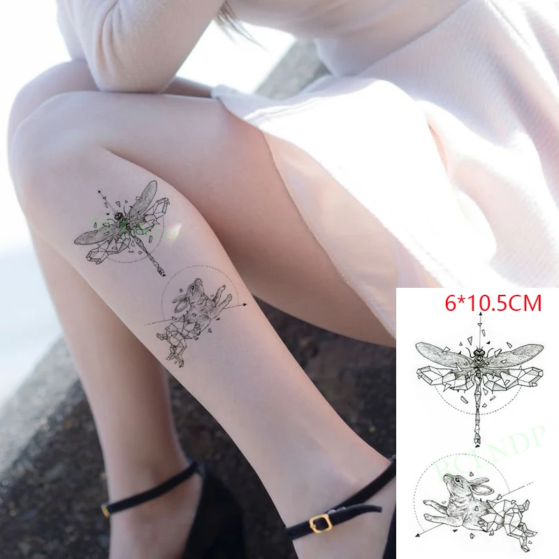 Waterproof Temporary Tattoo Sticker ins Three-dimensional bunny dragonfly  cute Body Art flash tatoo fake tatto for Women Men