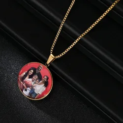 Customize Photo Pendant Necklace Stainless Steel Personalized Picture Necklaces Heart Pendants Friend Family Jewelry Gifts