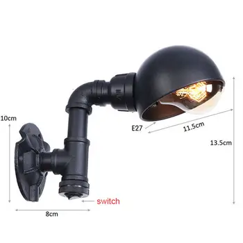 黑色壁燈 復古 E27 壁燈 水管壁燈 無開關 蒸氣龐克風格 走廊地下室燈 10 最佳銷售 蒸氣龐克燈 - №7