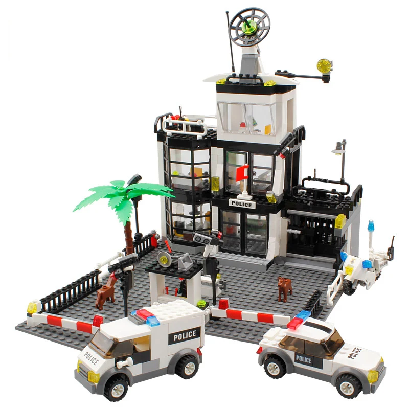 子供のための警察署の建設,カジ,市,ヘリコプター,ボート,トラック,車,ブロック,ミニ,部品,フィギュア,おもちゃ