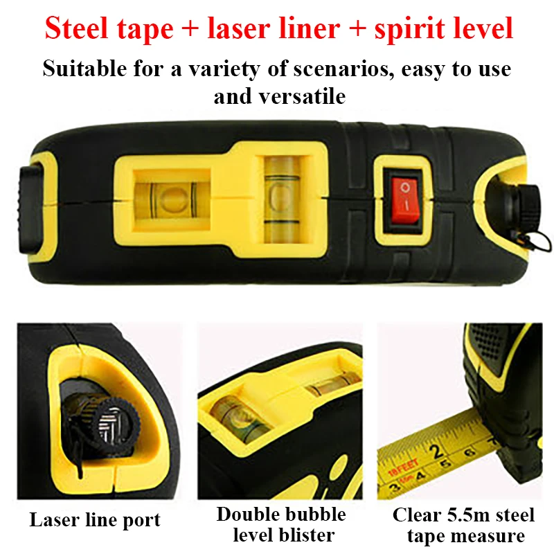 Infrared Laser Level Line Lasers Multipurpose Horizon Vertical Measure Tape Aligner Bubbles Ruler Measuring Diagnostic Tool