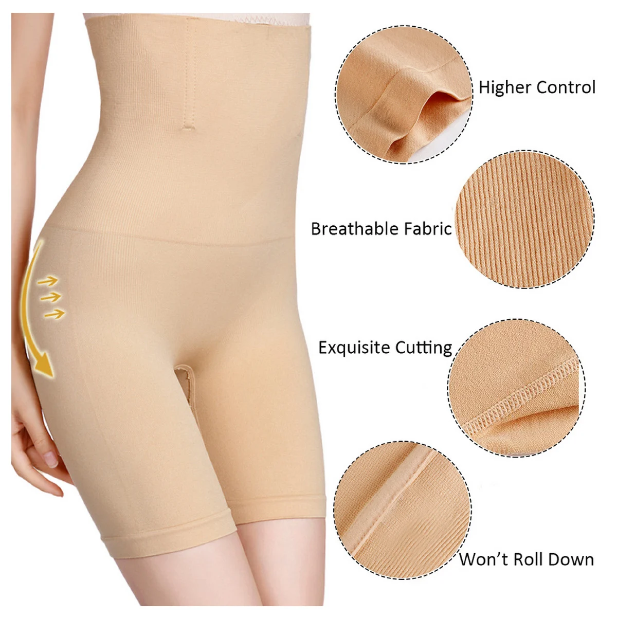 High Waisted Body Shaper Shorts Shapewear for Women Tummy Control Thigh Slimming Technology Petite S - 5XL Plus Size Support