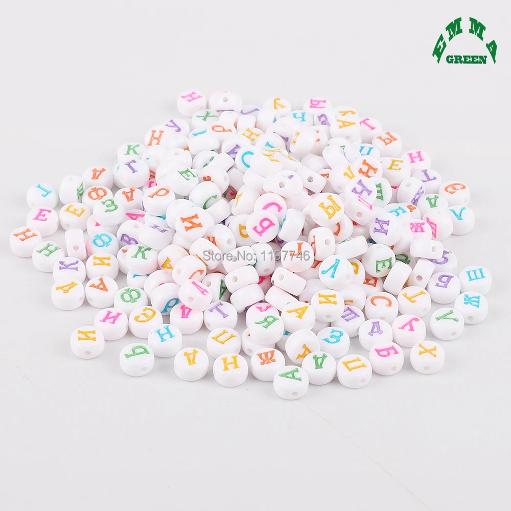 Beads for Kids Russian Letter Beads for Jewelry Making 4*7mm 3600pcs Russia Beads with Letters Beads for Bracelets Round Beads