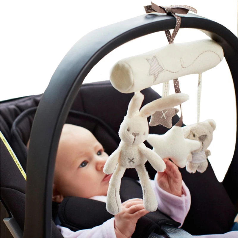 Rabbit baby hanging bed safety seat plush toy Hand Bell Multifunctional Plush Toy Stroller Mobile Gifts L0265