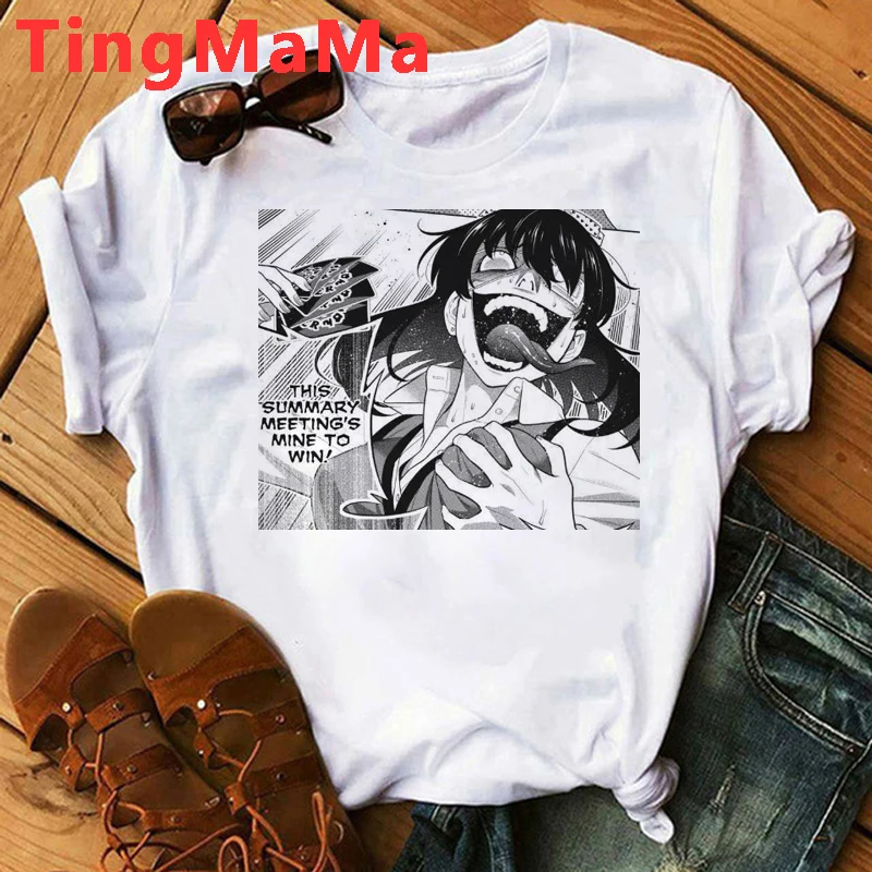 90s Japanese Anime Kakegurui T Shirt Men Kawaii Cartoon Harajuku Men Clothing Unisex Hip Hop Tops Manga Graphic Tees Male