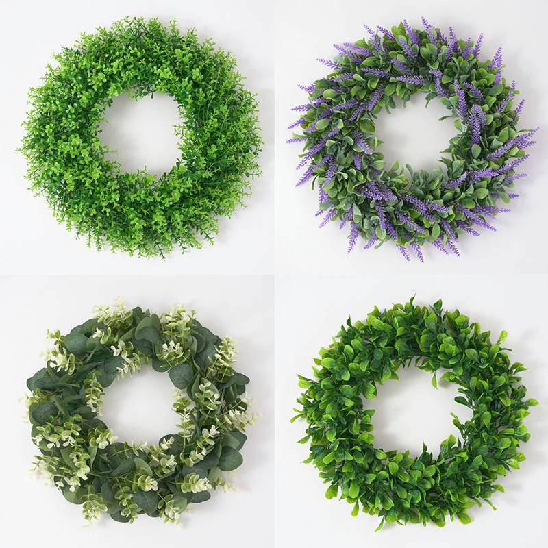 Artificial Eucalyptus Leaf Plant Garland, Simulation Lavender Ring, for Wedding Party, Home Decoration