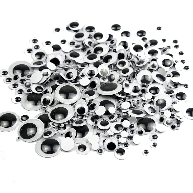 DIY Wiggly Googly Eyes Black White Self-Adhesive Doll Eye Movable Simulation Animal Eyeball Kindergarten Children Craft Supplies