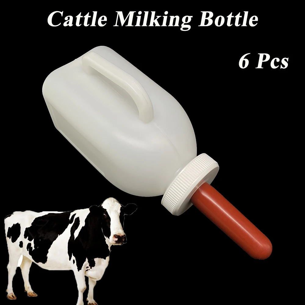 

6PCS Ranch Pasture Quality Vertical Calf Milking Nursing Nursery Bottle Feeding Feeder Plastic 1L Cow Cattle Horse Veterinary