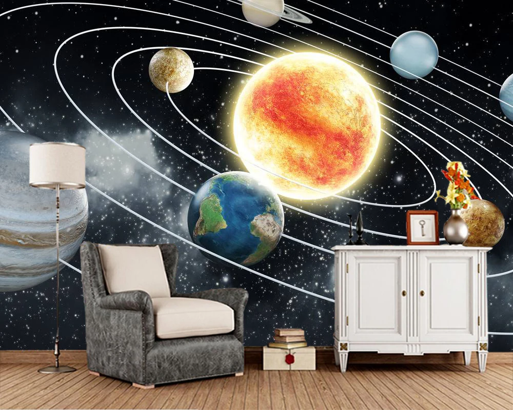 

Custom papel de parede infantil, Cosmic planet murals for living room background home decoration waterproof wallpaper