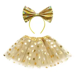 Golden Tutu Skirt Wave Point Nicorn Tutu Skirt For Baby Dance Tutus Kids Tulle Skirts For Birthday Costume Toddler Outfits 0-8Y