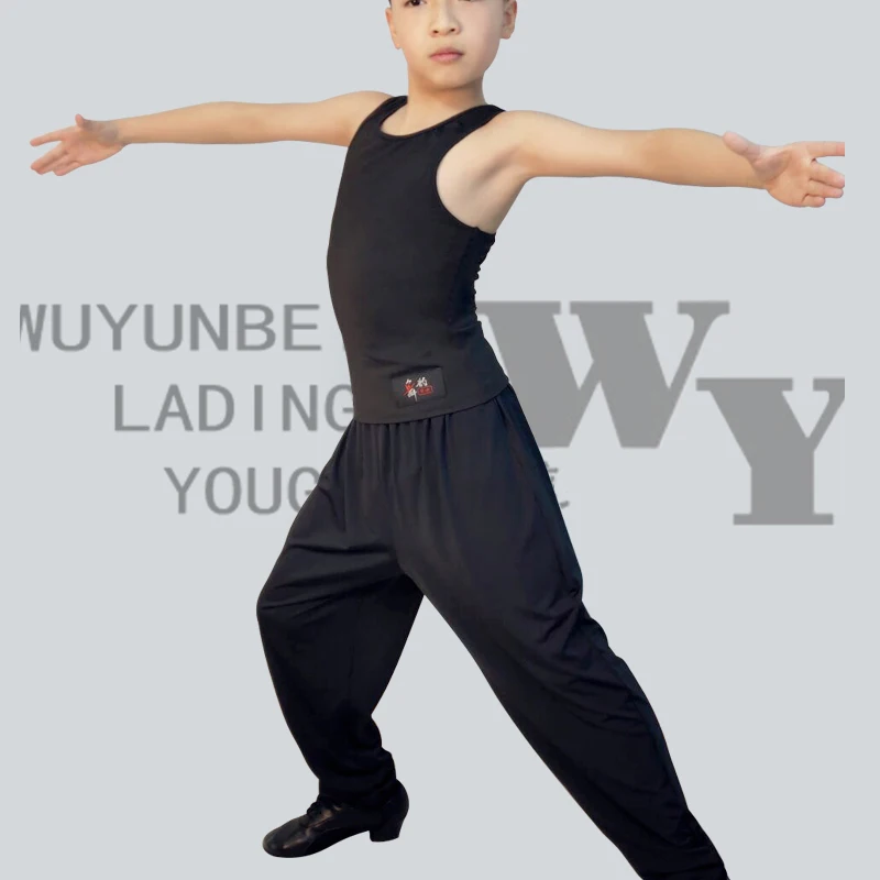 New Children's Latin Dance Clothes Black Pants Kids Latin Practice Wear ChaCha Rumba Jogger Pant Ballroom Competition Trousers