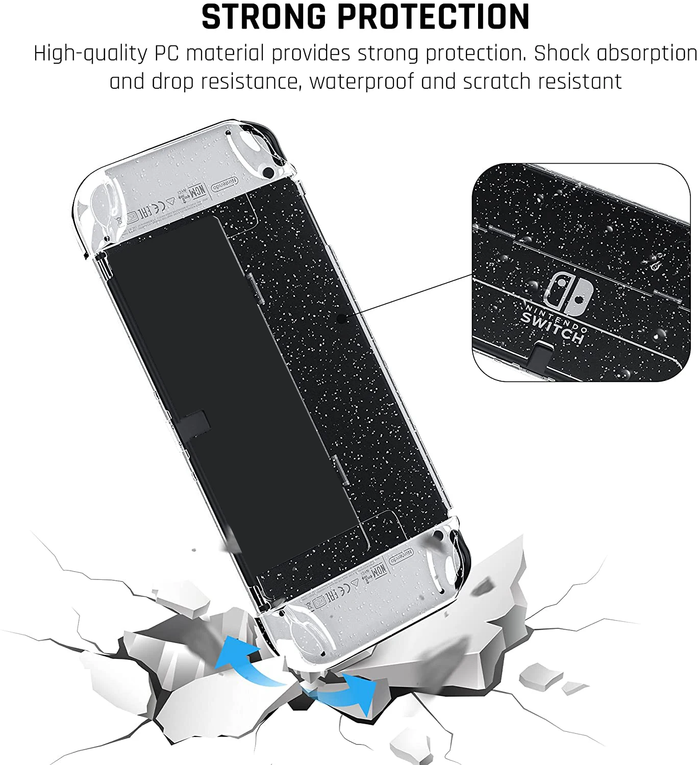 Dockable Crystal Sparkly Skin Glitter Clear Case Hard Protective Cover for Switch OLED and Joy Con Controller Game Accessories