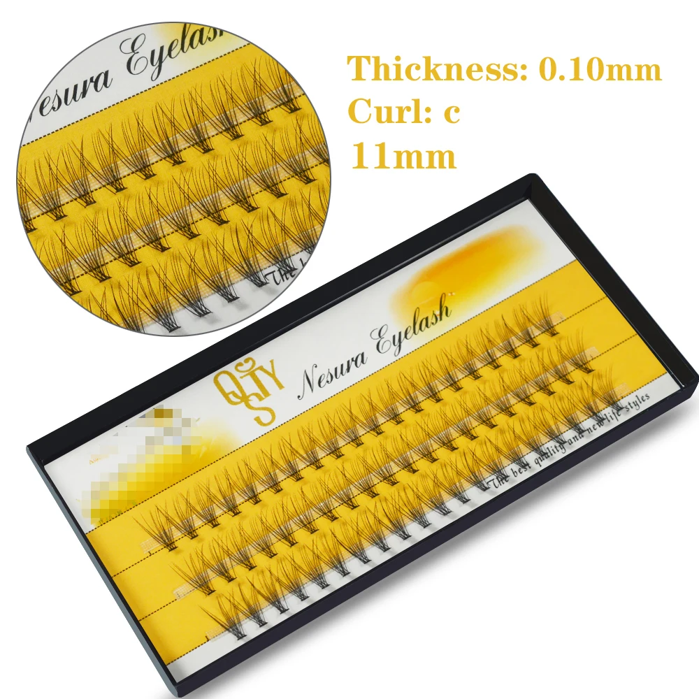 QSTY 10D Faux Mink Black Soft Natural Grafting Eyelash 60 Bundes Eyelashes Extension Fake lashes For individual Make up Cilia