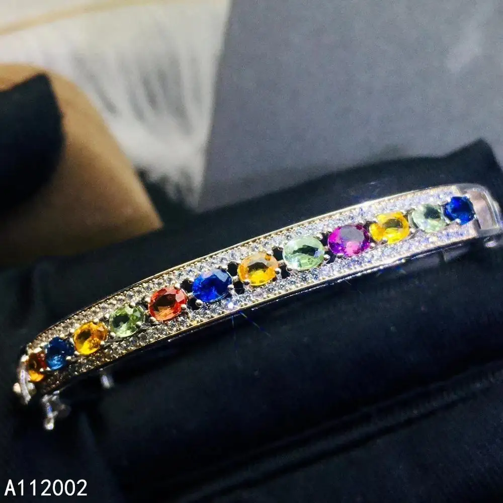 KJJEAXCMY fine jewelry natural colored sapphire 925 sterling silver new women hand bracelet wristband support test popular