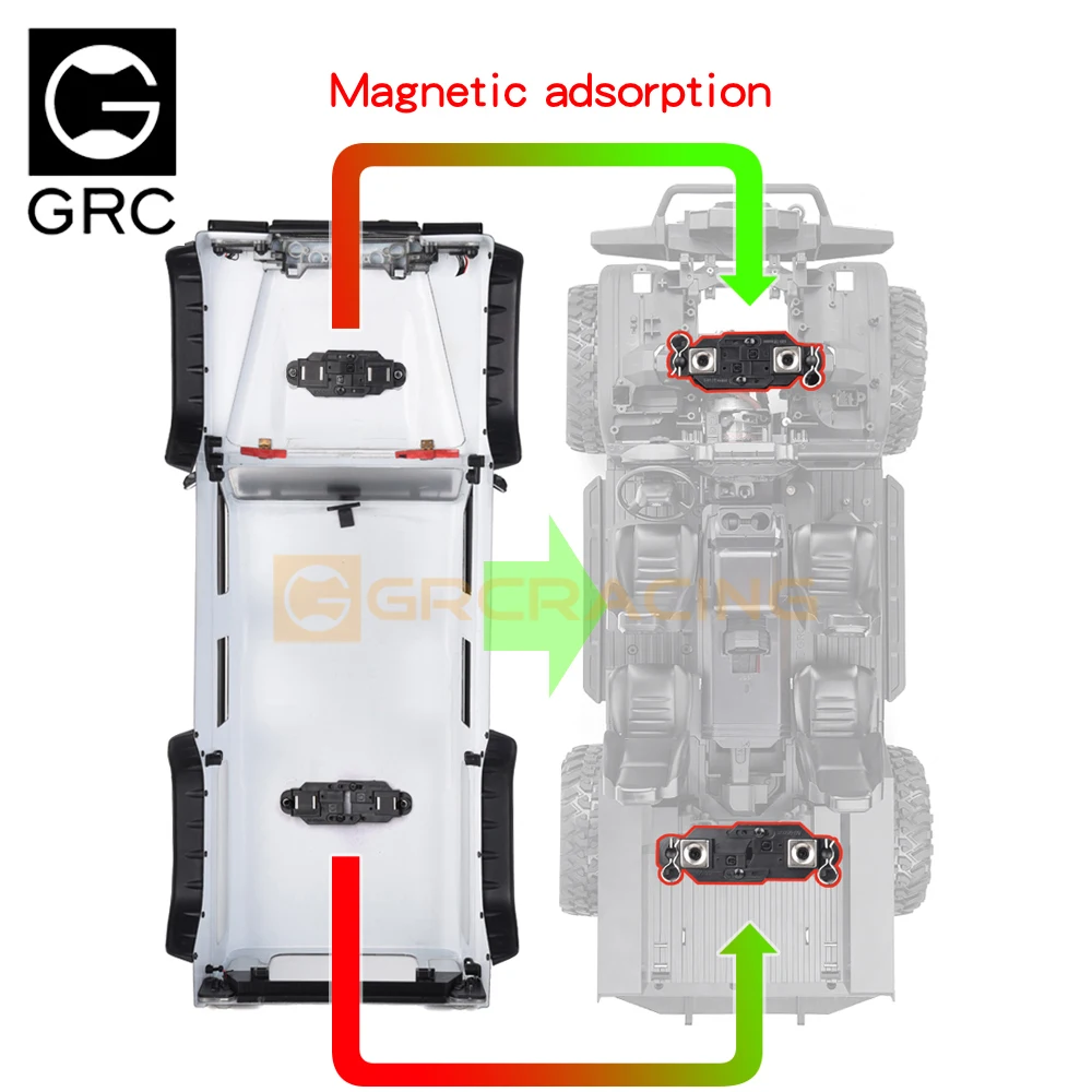 GRC adjustable spacing magnetic absorption stealth car shell column, suitable for 1 / 10 RC crawler type axial scx10 90046 trx-4