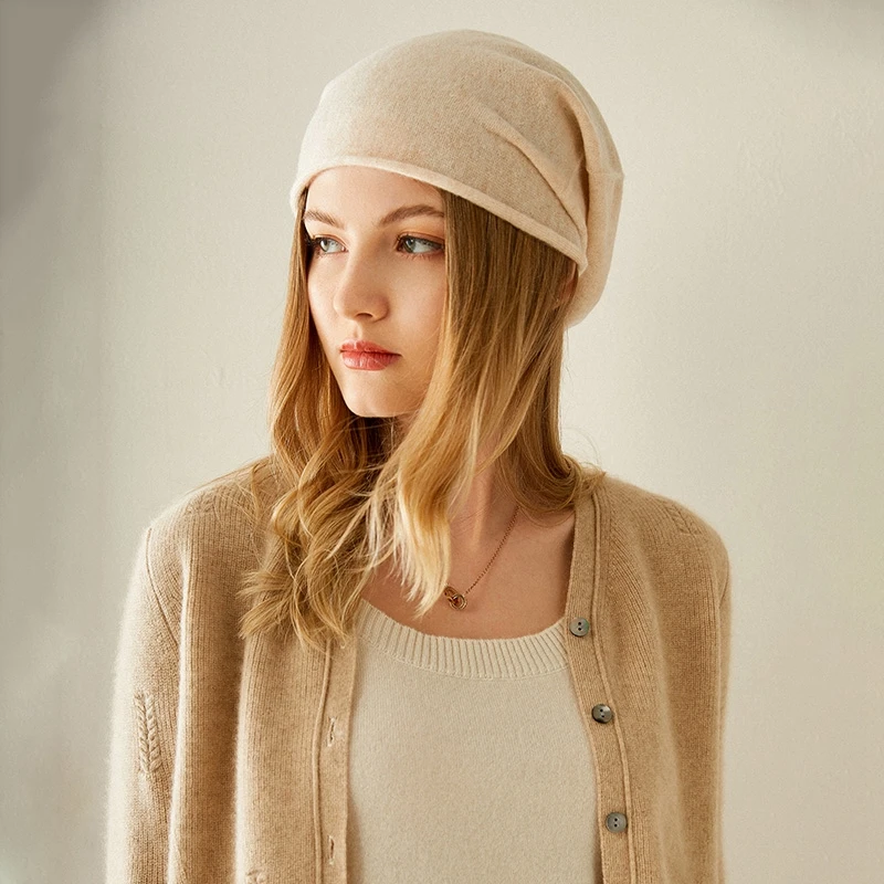 Women Hats 100% Goat Cashmere Knitting Headgears Female Autumn & Winter new Soft Fashion Hat 3Colors Free Shipping