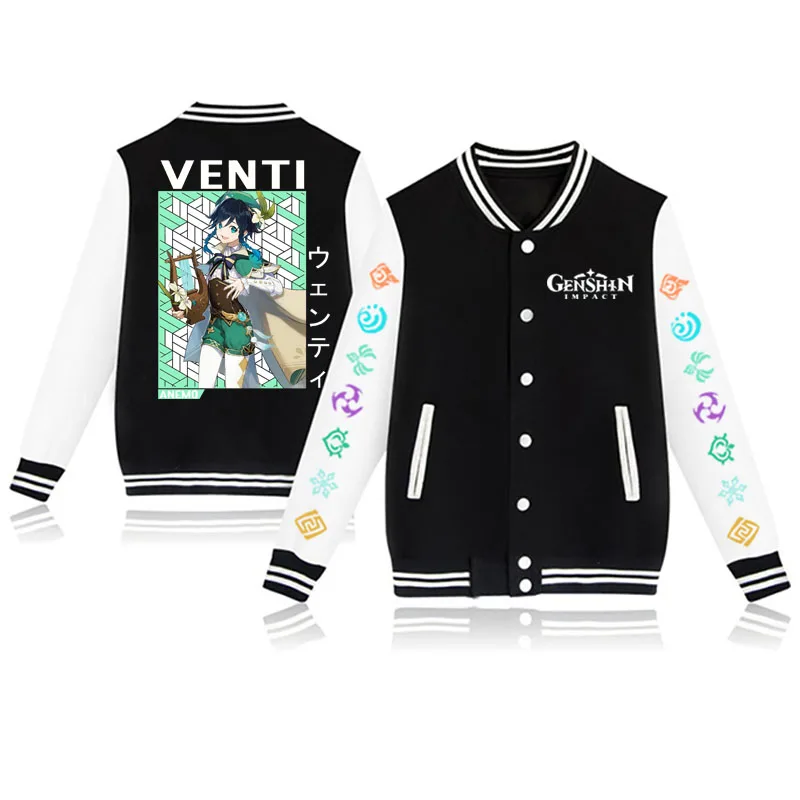 

Baseball Genshin Impact print uniform streetwear bomber jacket autumn and winter men's jacket warm jacket