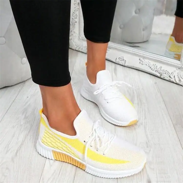 Women's Vulcanized Knitted Sneakers, Large 43, Round Toe Walking Shoes, Flat Bottom, Non Slip, New Women's Casual Shoes