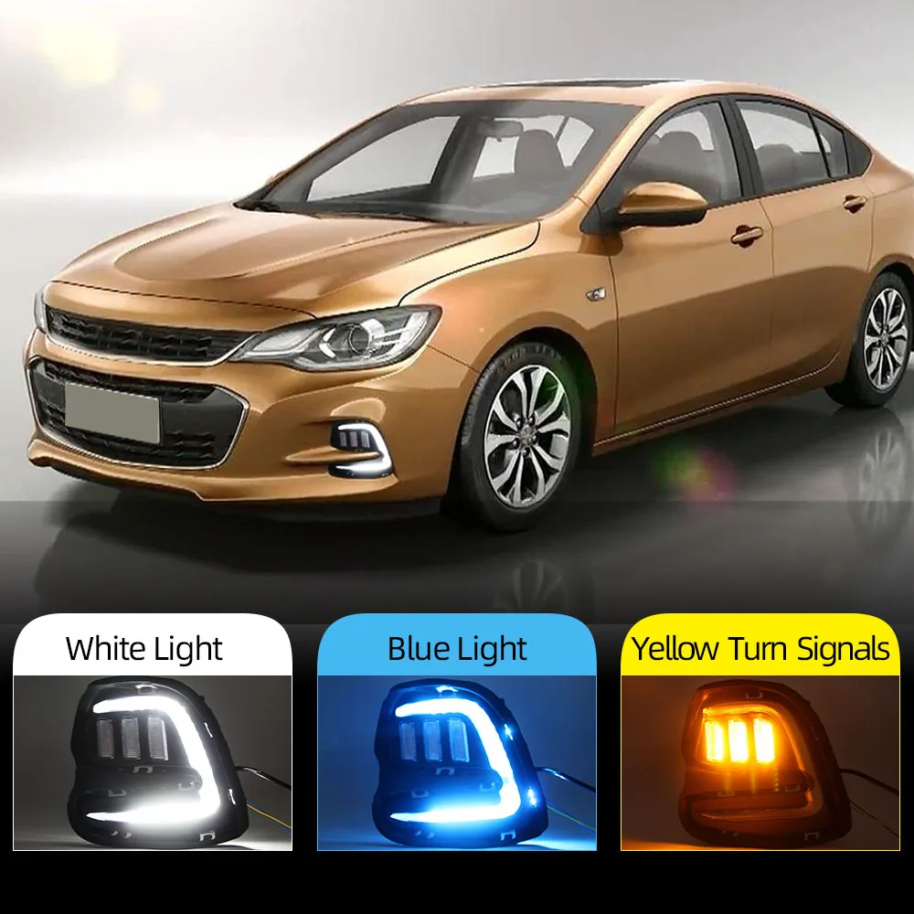 Car Flashing 1 Pair LED Daytime Running Lights Turn Signal Fog Lamp Cover  For Chevrolet Cavalier 2016 2017 2018 2019 DRL