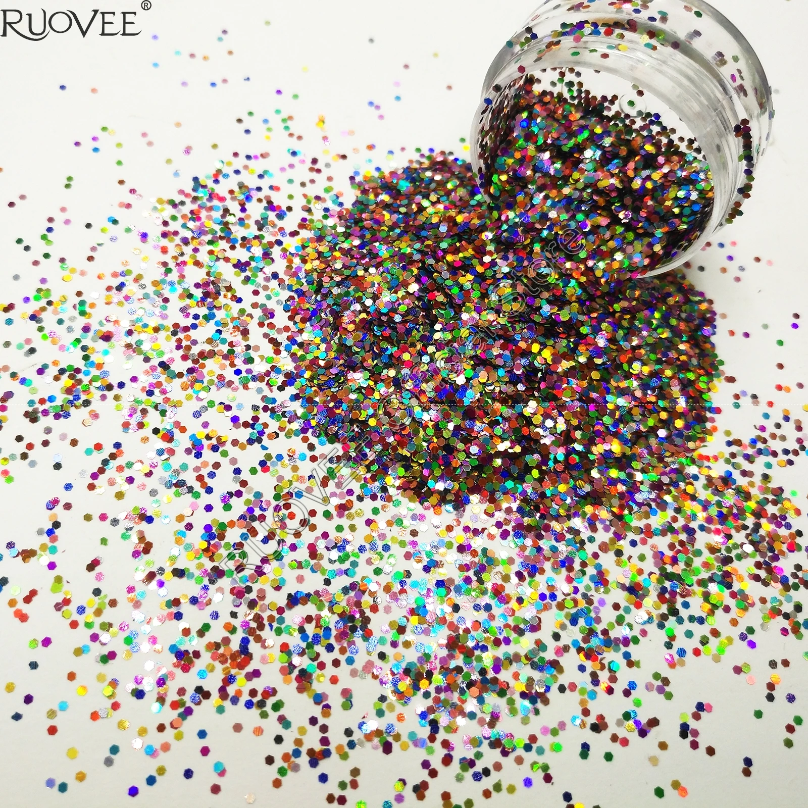 

50gram-1mm(1/24")Mixed Laser Holographic Colors Dazzling Hexagon Glitter Paillette Spangle Shape for DIY Nail Art&Glitter Crafts