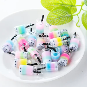 Sansango 10pcs Charmas de resina de helado 3D Drink Cup Colgante para joyas Pendientes de bricolaje Collar Collar Keychain 8 mejores encantos de bebidas de ventas - №3