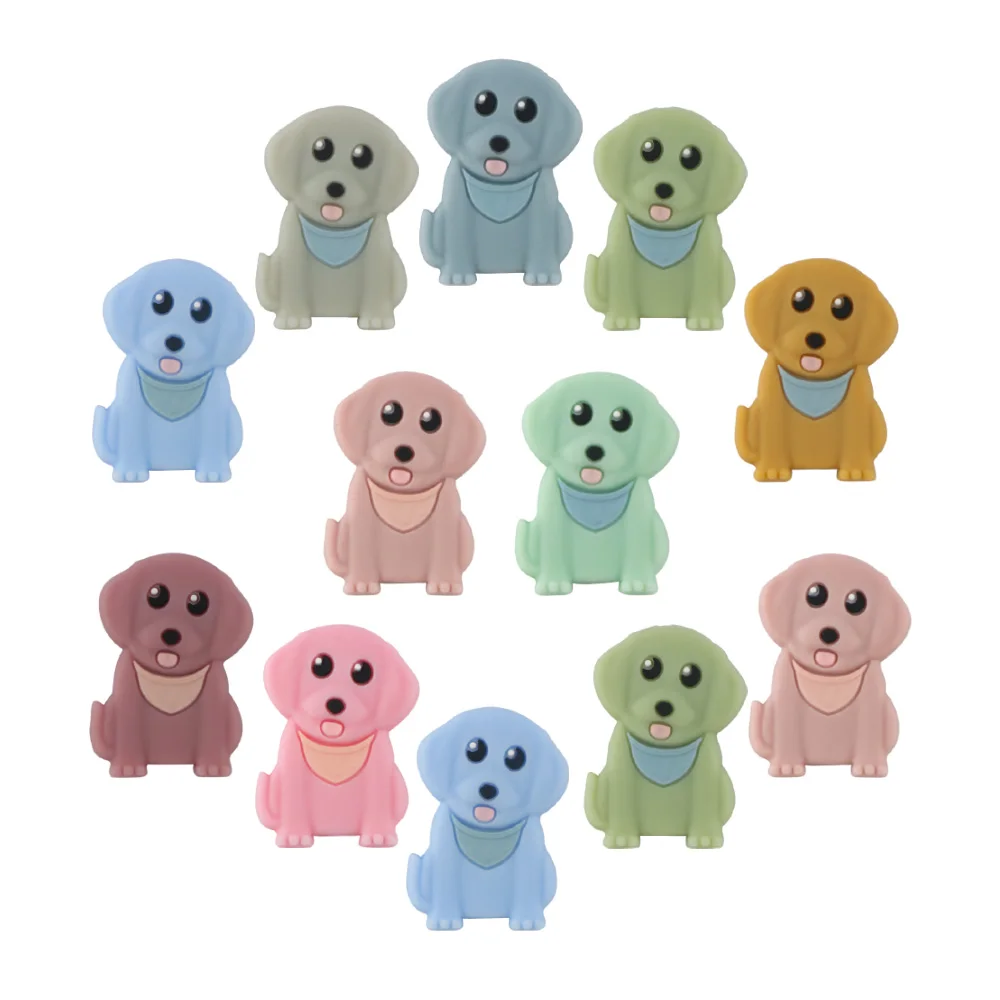 Kovict 5/10pcs Silicone Beads Animal Dog Food Grade Chewable Silicone Pacifier Chain Teething Beads Baby Teethers Toy Baby goods