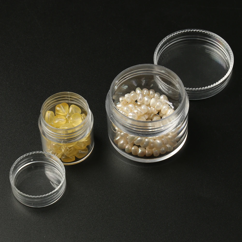 4pcs Plastic Storage Box Transparent Small Round Container Jar Refillable Cosmetic Portable Boxes For Jewelry Display Packaging