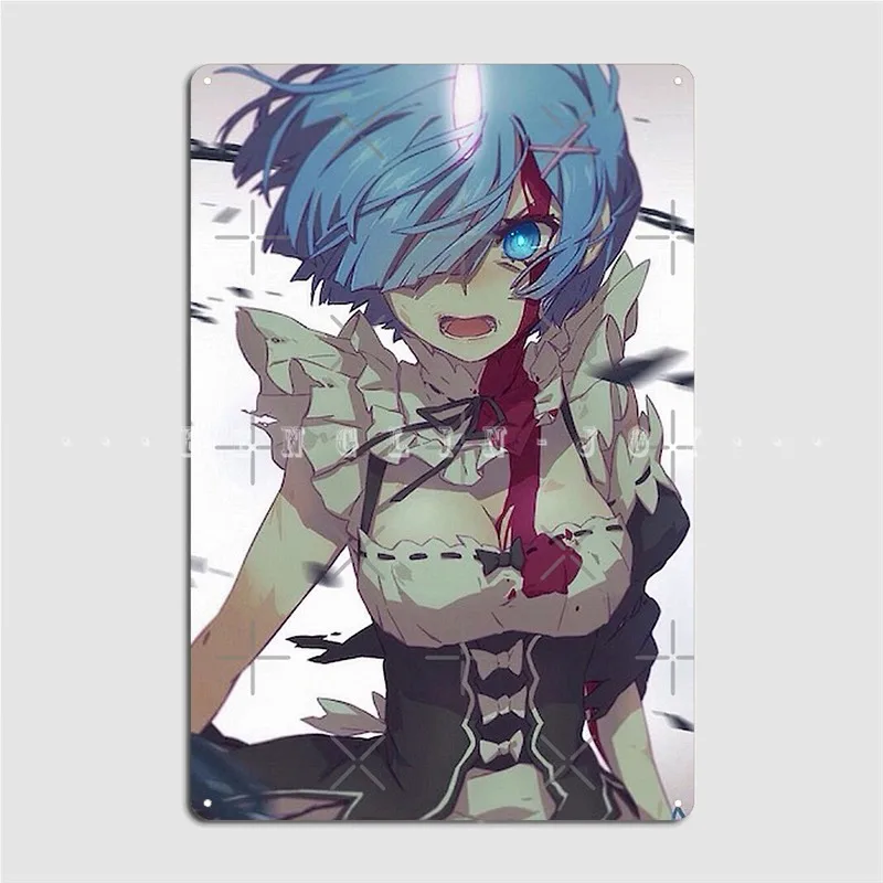 Rem Re:Zero Metal Sign Wall Cave Mural Classic Plates Tin Sign Poster