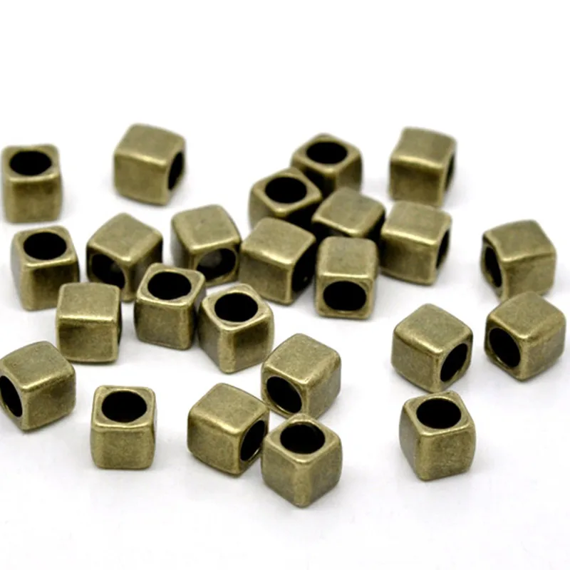 DoreenBeads Vintage Metal Spacer Beads Cube Antique Bronze Color DIY Making Necklace Loose Beads Jewelry Gifts 6mm x 6mm,50PCs