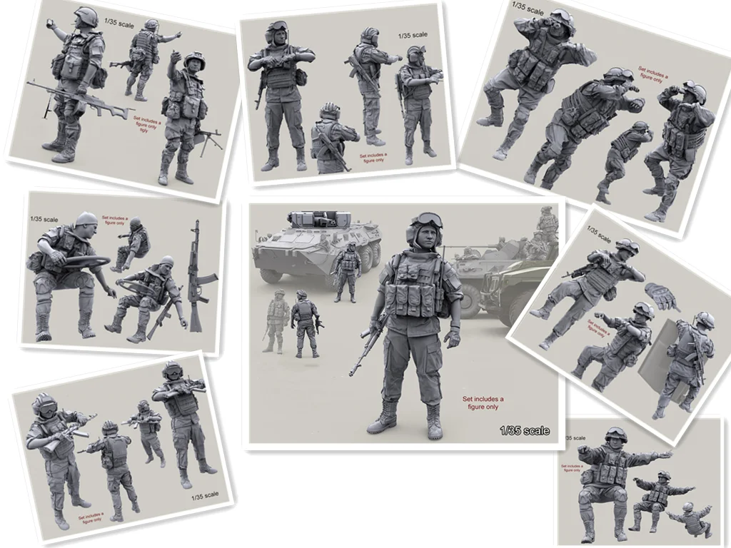 1/35 Resin Model Figure GK .A group of eight Russian soldiers.Unassembled and unpainted kit