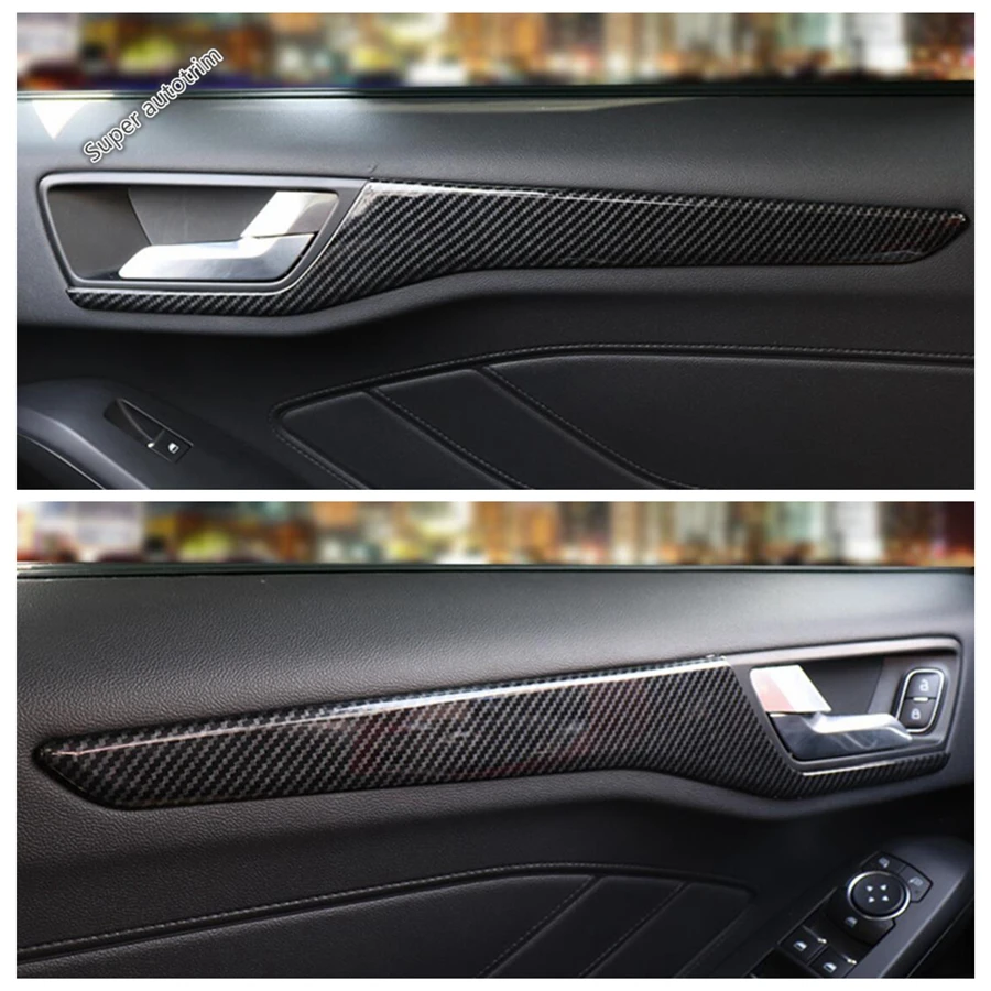 Carbon Fiber Look Interior For Ford Focus MK4 2019 - 2022 Steering Wheel / Warning Light / Headlamp Switches Button Cover Trim