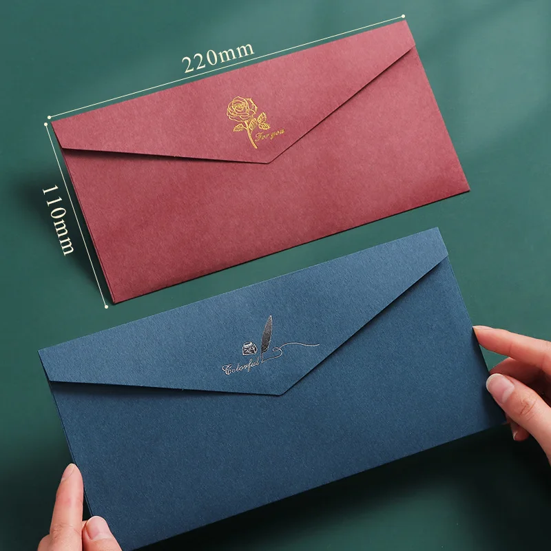 10 pcs/lot Envelope stationery set 11*22cm Vintage Gold Envelopes for Invitations Kraft Paper Valentine\'s Gift Card Stationery