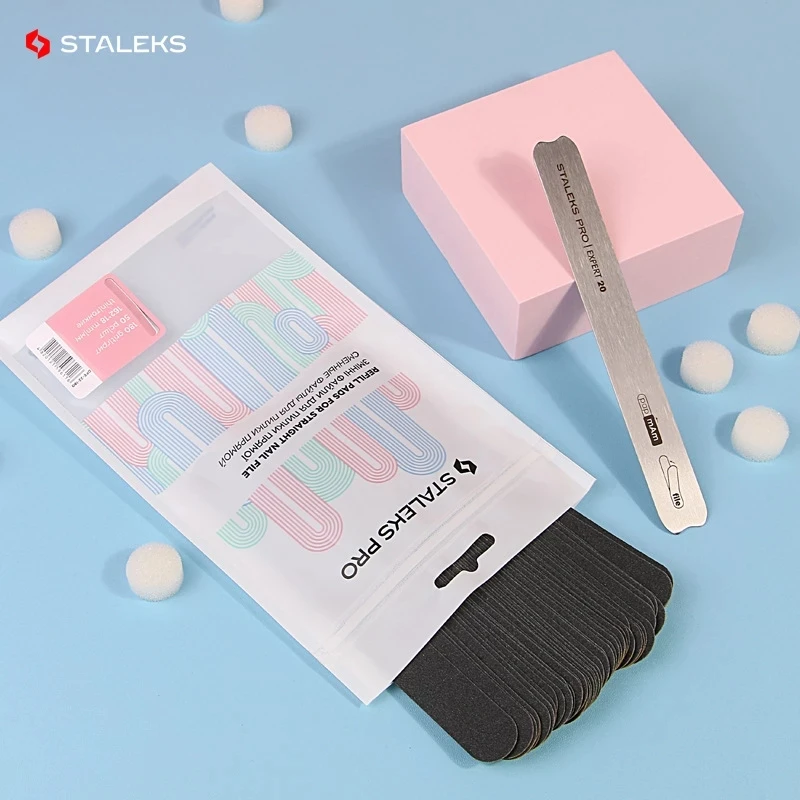 STALEKS Disposable Nail Polishing Strips Stainless Steel Double-sided Plate Nail Manicure Polishing Frosted Strip Tools