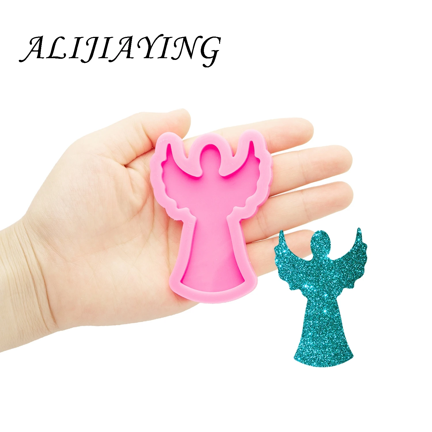 Shine Inside Resin Badge Reel Mold Angel shape Silicone Epoxy Molds for DIY Jewelry Making Tools DY0335