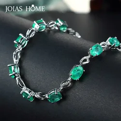 JoiasHome 925 Sterling Silver Bracelet Caibao Series Creative Emerald Oval Bead Bracelet Valentine's Day Gift Wholesale