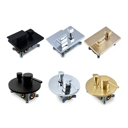Brushed Gold Round Square Brass Shower Faucet Mixer Valve 2 Ways Concealed Embedded Box Brass In Wall Conceal Valve Chrome Black