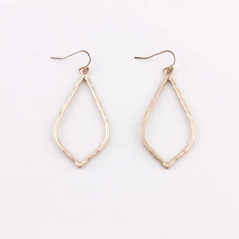 Minimalist Metal Alloy Hollow Out Drop Earrings Unique Uneven Surface Metal Design Dangle Earrings for Women Girls Charm Jewelry