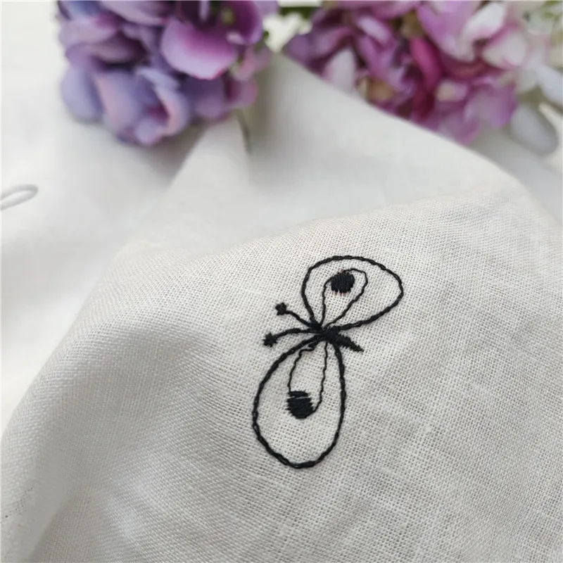 140cm Width Embroidery Cotton Fluttery Butterfly DIY Hand Bag Tablecloth Clothing Cloth