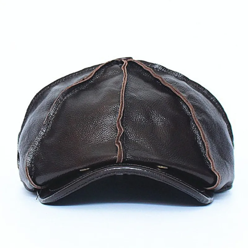 XdanqinX New Autumn Winter Men\'s Cowhide Hat Warm Berets Natural Genuine Leather Caps Snapback Cap Simple Casual Fashion Hats