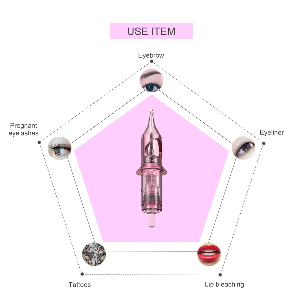 Cartucho de agulhas de tatuagem 0.3mm 1001rl, agulha de segurança esterilizada descartável para máquina de tatuagem, sobrancelha lábio, acessórios para arte corporal