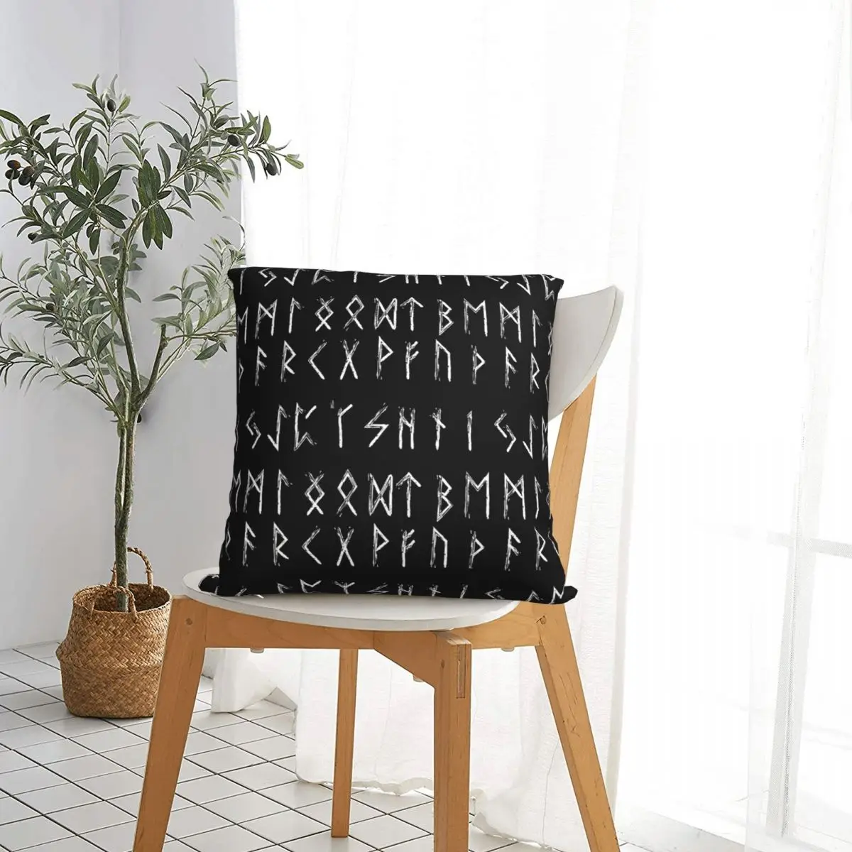 Futhark Runes Scarf Throw Pillow Case Viking Norse Mythology Short Plus Cushion Covers For Home Sofa Chair Decorative Backpack